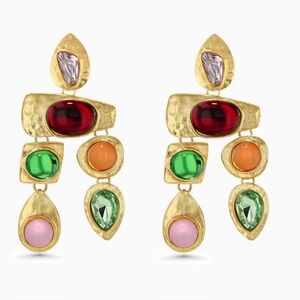 SNGIA Gold Resin Gemstone Boho Drop Earrings